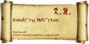 Koháry Márton névjegykártya