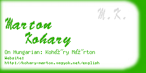 marton kohary business card